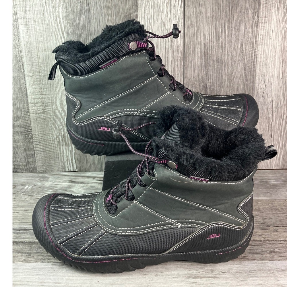 JBU by Jambu Pullman Black Pink Faux Fur Vegan Winter Boots Womens 8.5M
